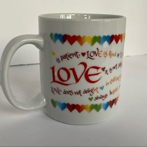 Love Mug Rainbow Heats EUC Bible Verse Patient Kind Proud White Ceramic white